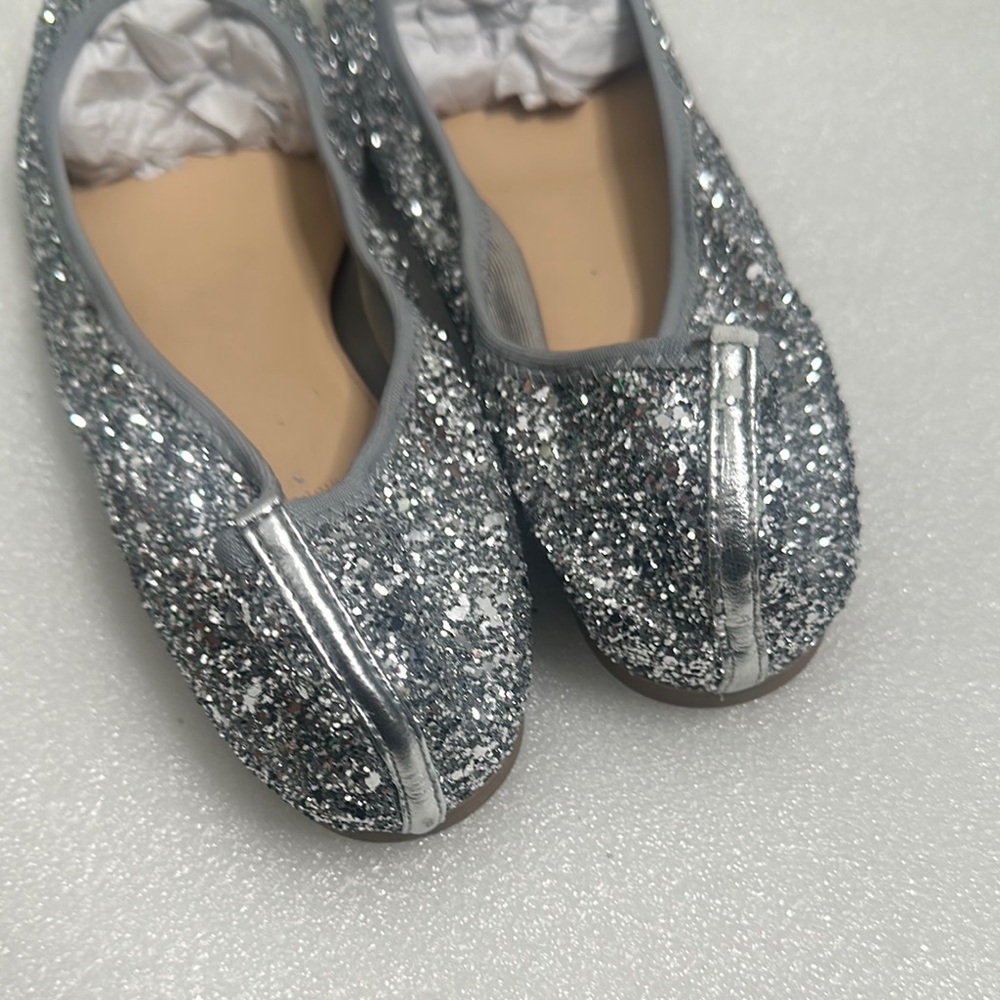 J crew Silver Glitter Ballet Flats size 9 - Picture 4 of 6